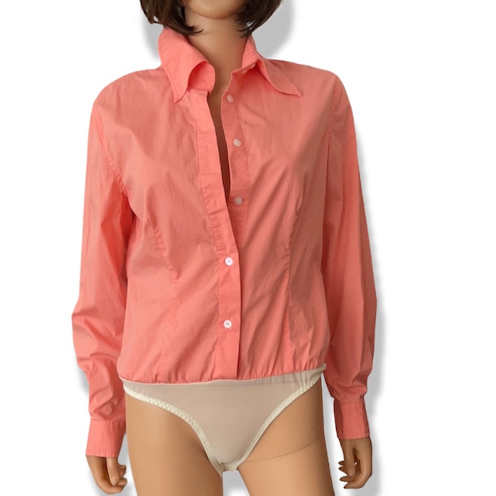 Victoria Secret coral  button down bodysuit shirt blouse